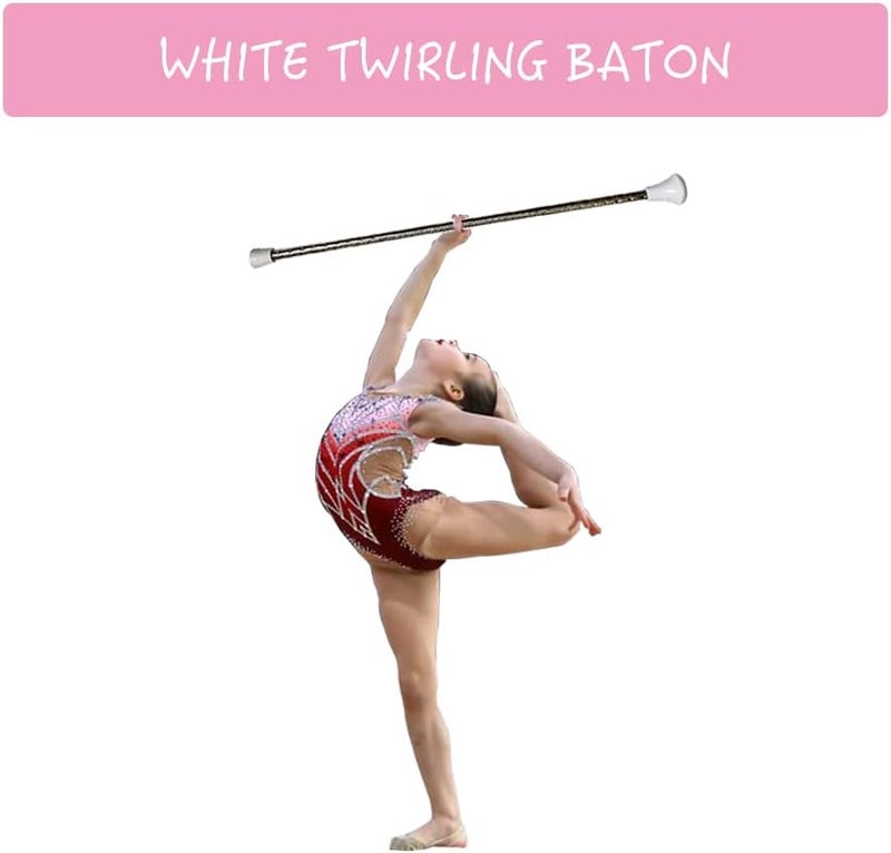 Dasiyoki 26-inch Twirling Baton Spinning Dance Baton Metal Rhythmic Gymnastics Conducting Batons for Child in Majorette-Complete with 1 Dance Ribbon Rainbow Streamer (White,1 Pack) - Image 4